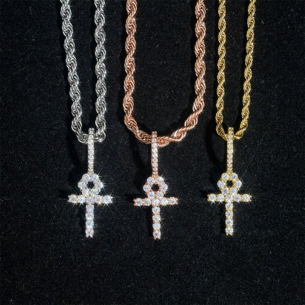Iced Out 2.0MM Moissanite Cross Pendant 18k Gold