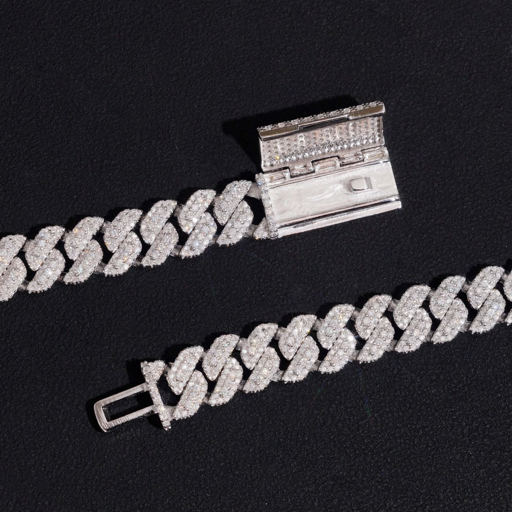 10MM 3 Rows Moissanite Cuban Link Chain