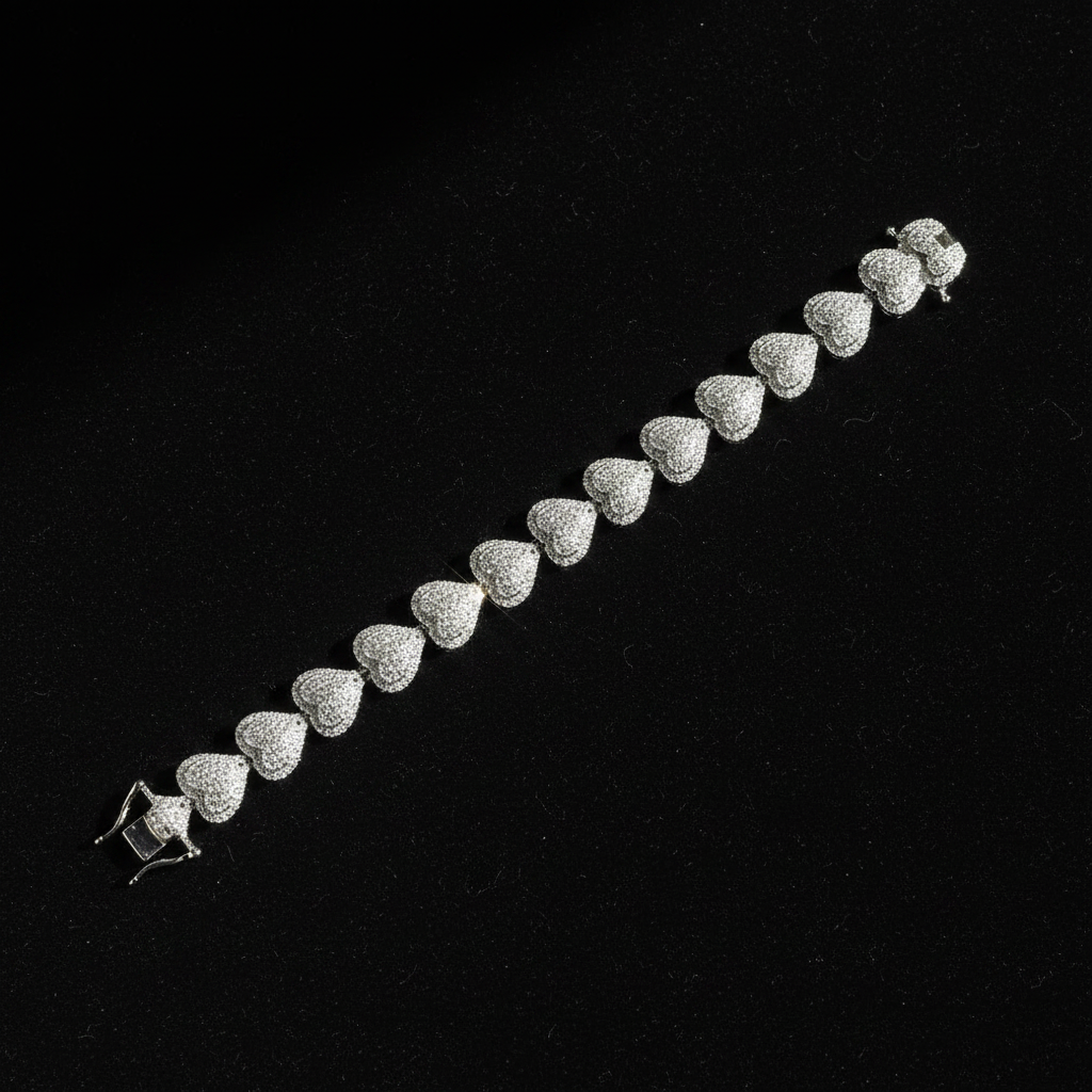 Heart Shape 13mm 925 Sterling Silver Iced Out Moissanite Cuban Link Bracelet
