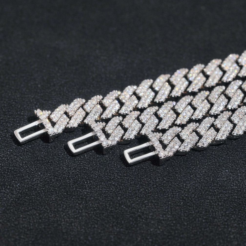 8mm Two Rows Moissanite Cuban Link Chain