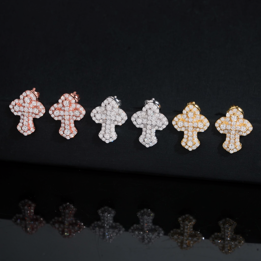 Zuanfa Religious Moissanite Cross Earrings