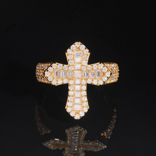 Unisex Baguette Moissanite Cross Ring