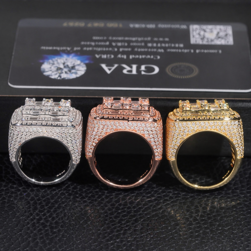 Square Hip Hop Mens Moissanite Ring