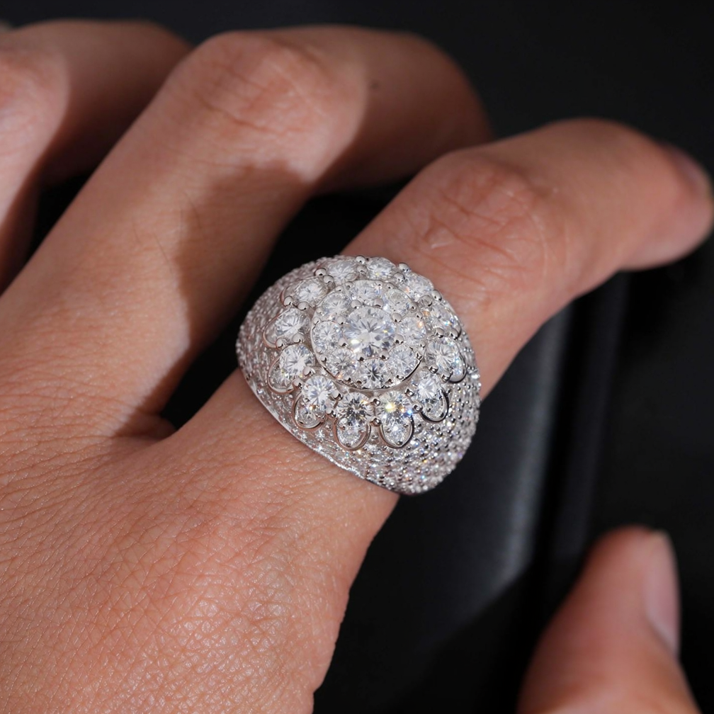 S925 Moissanite Flower Hip Pop Ring
