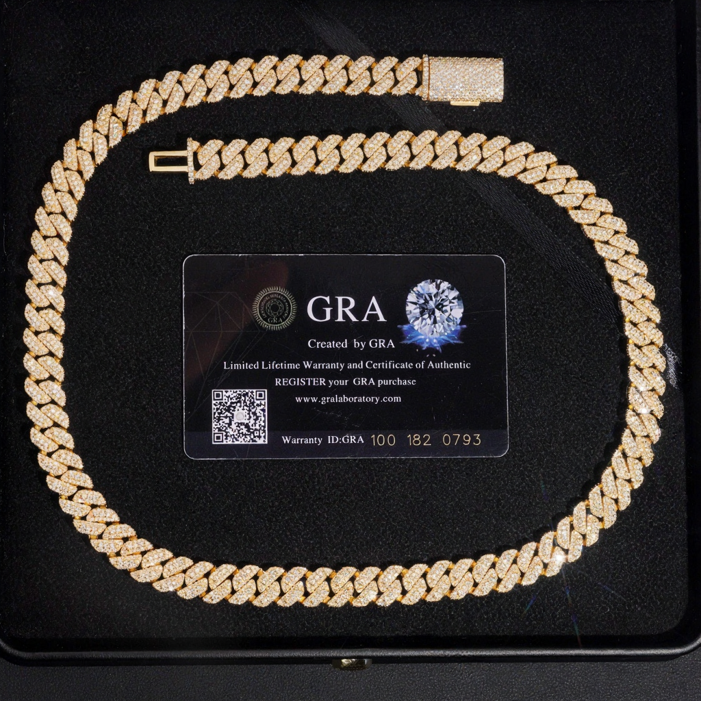 ZUANFA 10MM 3 Rows Moissanite Cuban Link Chain