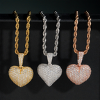 Iced Out Small Heart Moissanite Pendant