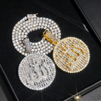 Round Plate 18k Gold Diamond Pendant