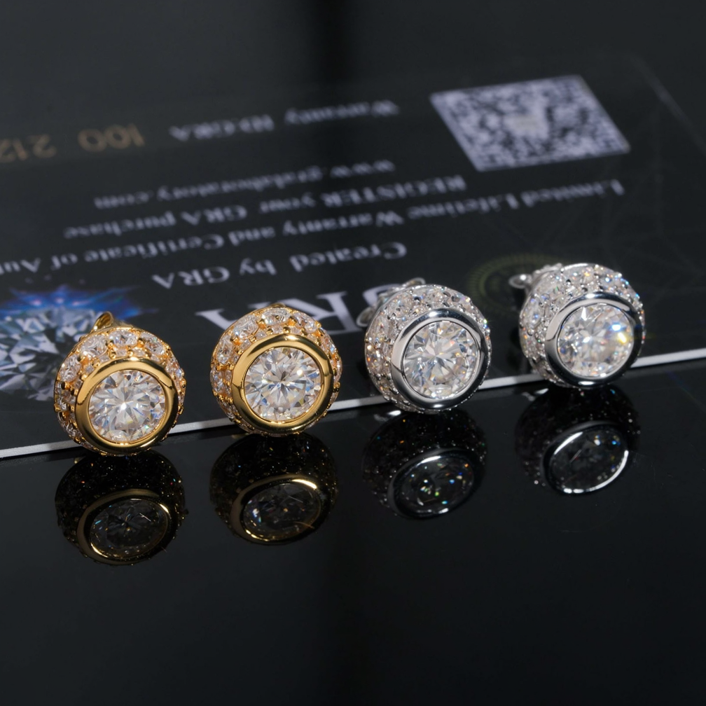 6.5mm Center Stone Bezel Setting Moissanite Earrings