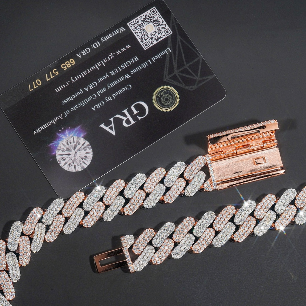 Two Tone Color Luxury 16MM 925 Sterling Silver Cuban Chain Neckalce