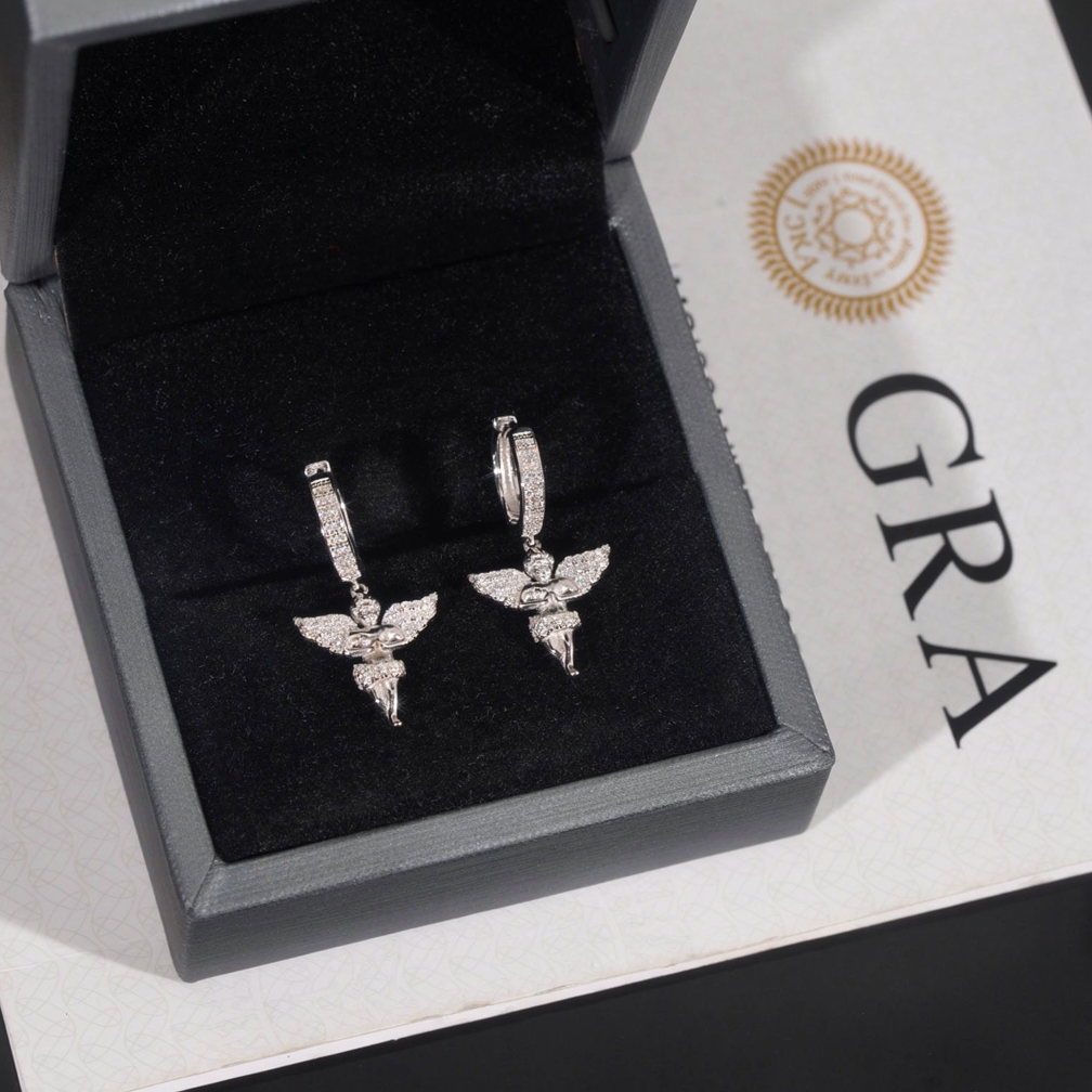 Angel Moissanite Hoop Dangle Earrings