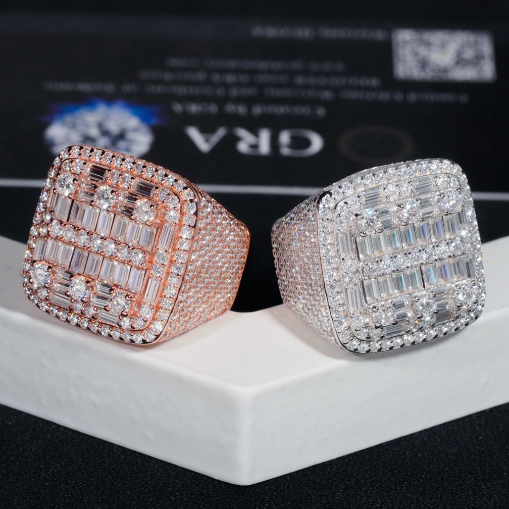 Square Hip Hop Mens Moissanite Ring
