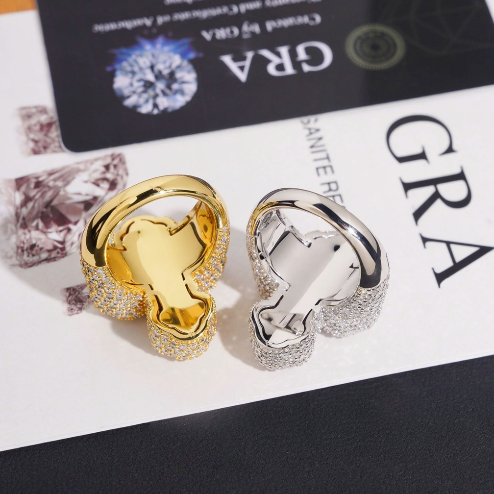 Iced Out Cross Moissanite Ring