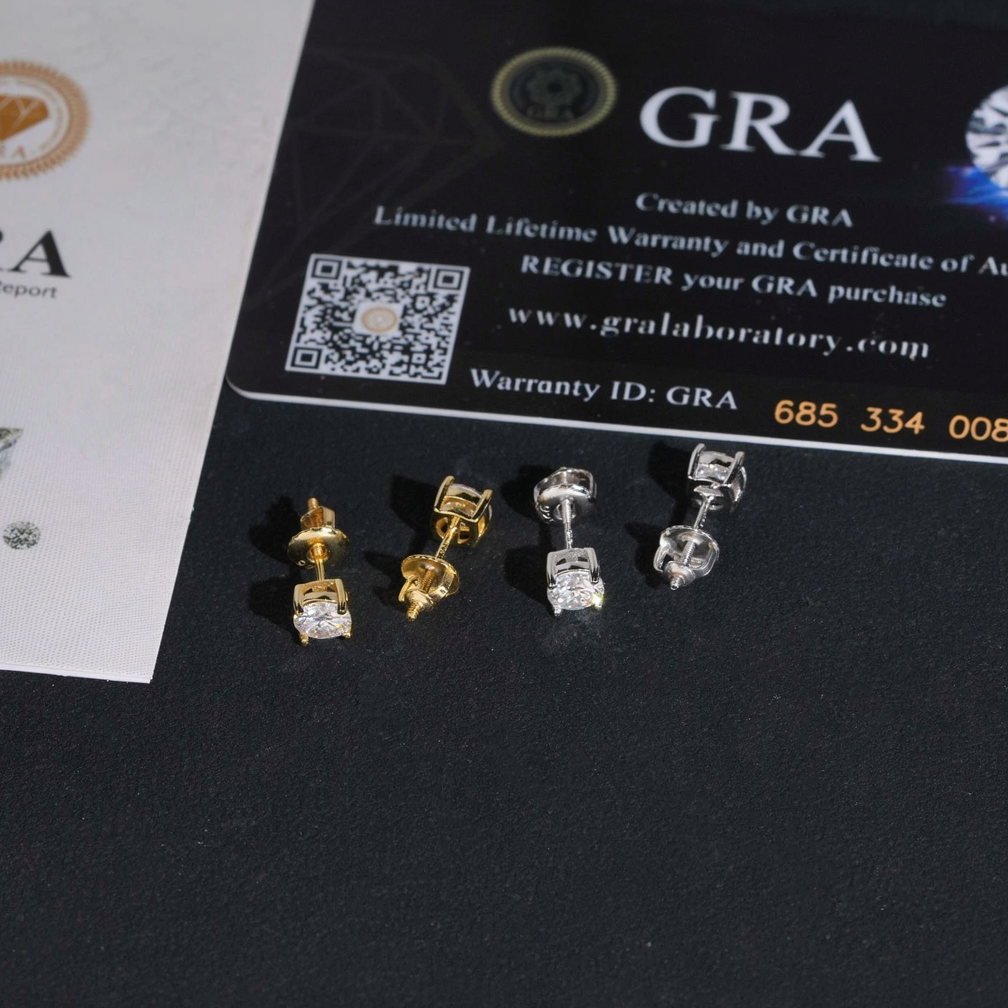 5.0mm Moissanite Solitaire Stud Earrings