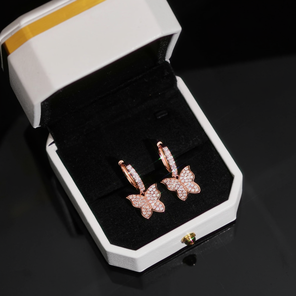 Fashion Butterfly Moissanite Hoop Earrings