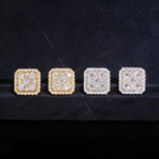 Iced Out Square Moissanite Earrings