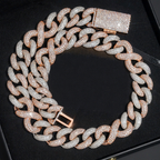 Heavy 20mm Hip Hop Two Tone Moissanite Cuban Link Chain
