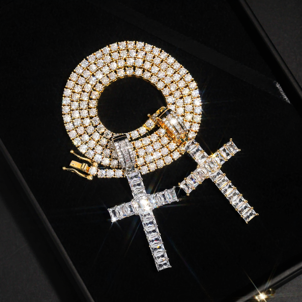 Luxury Hip Hop Diamond Cross Pendant