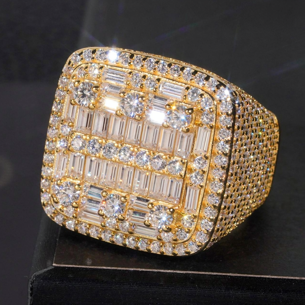 Square Hip Hop Mens Moissanite Ring