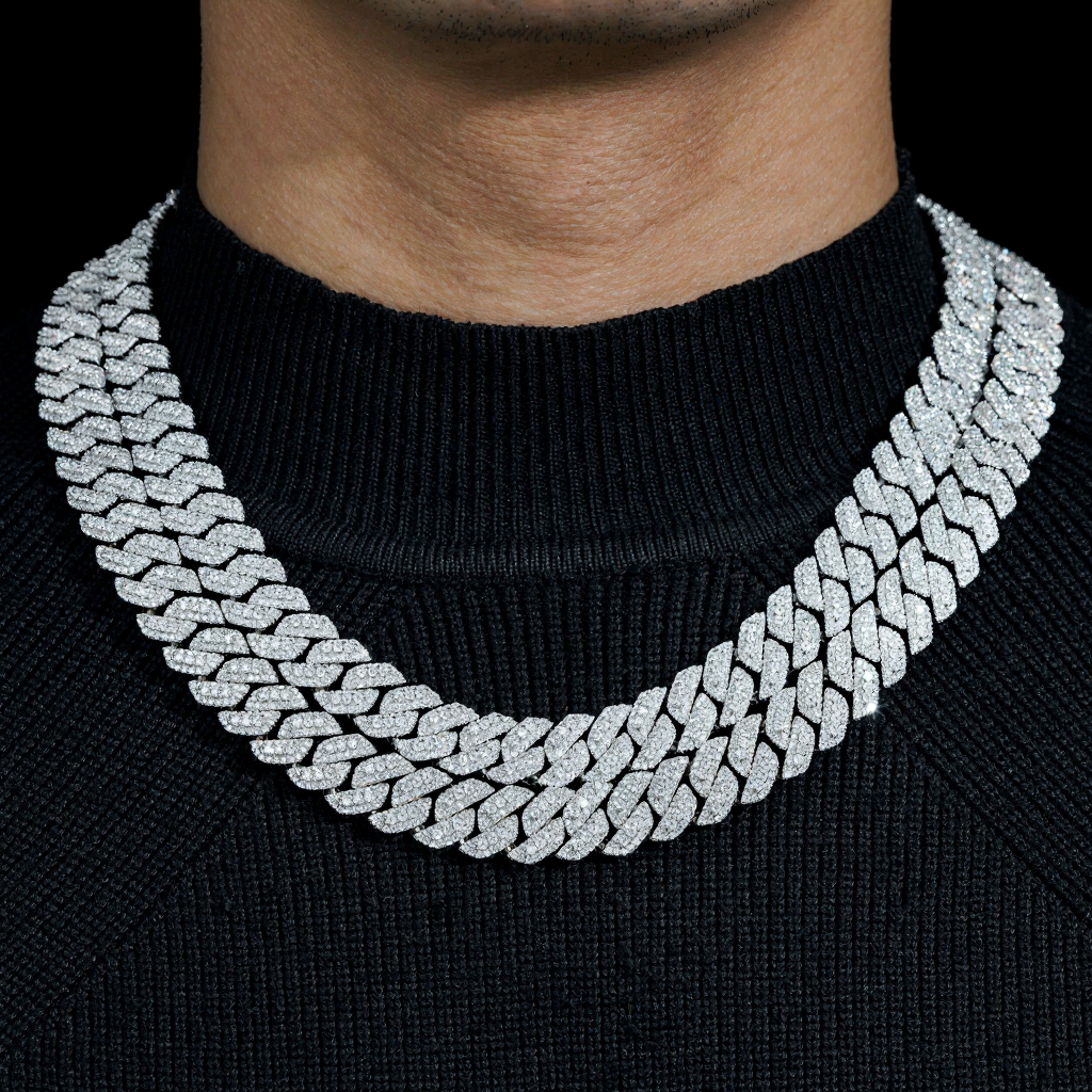 Popular 13MM Two Row Moissanite Cuban Link Chain