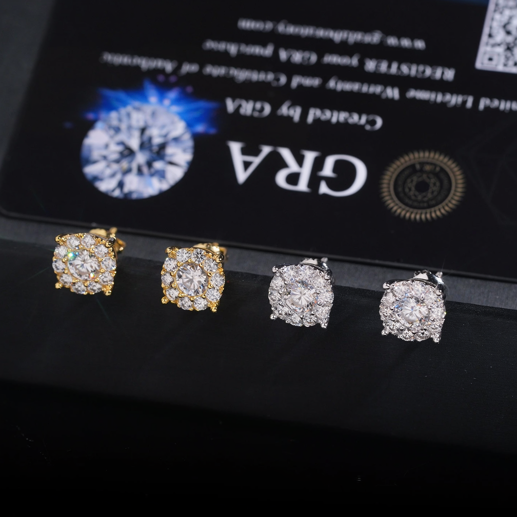 Iced Out Screw Back Moissanite Earrings