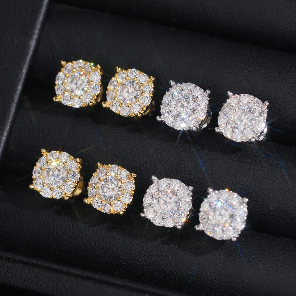 Iced Out Screw Back Moissanite Earrings