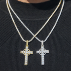 Cross Moissanite Diamond 18k Gold Plated Pendant