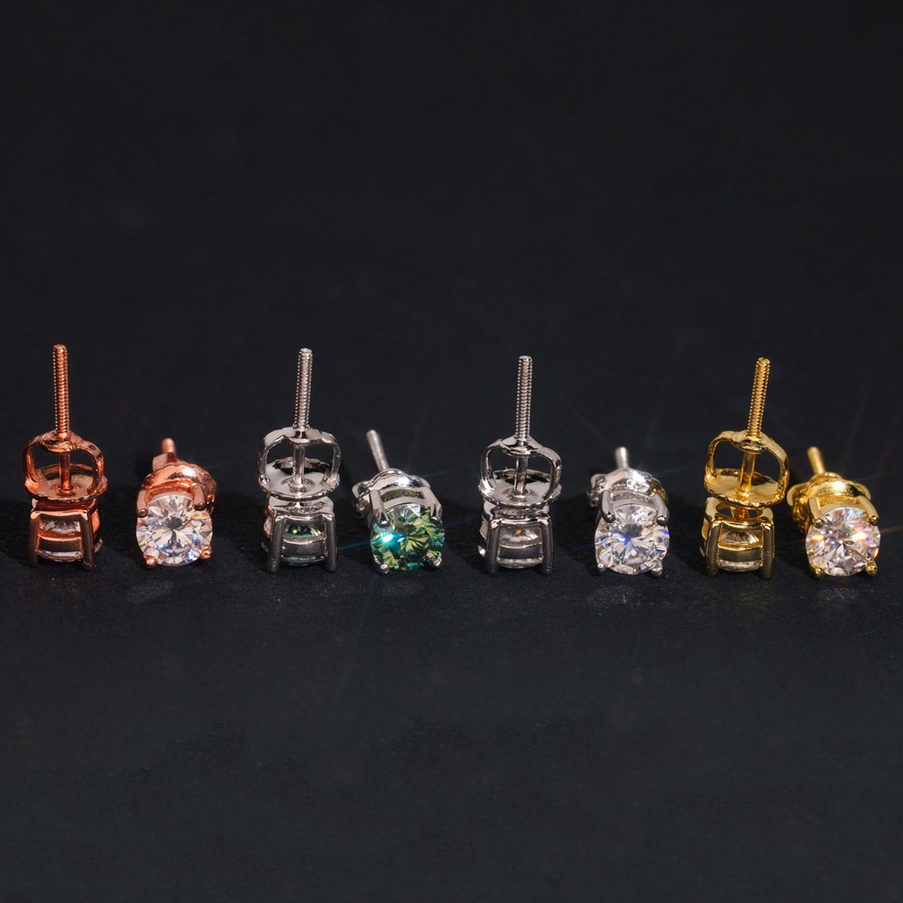 5.0mm Moissanite Solitaire Stud Earrings