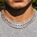 Big Round Diamond 18k Gold Plated Cuban Link Chain