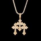 Hip Hop Three Cross Baguette Moissanite Pendant