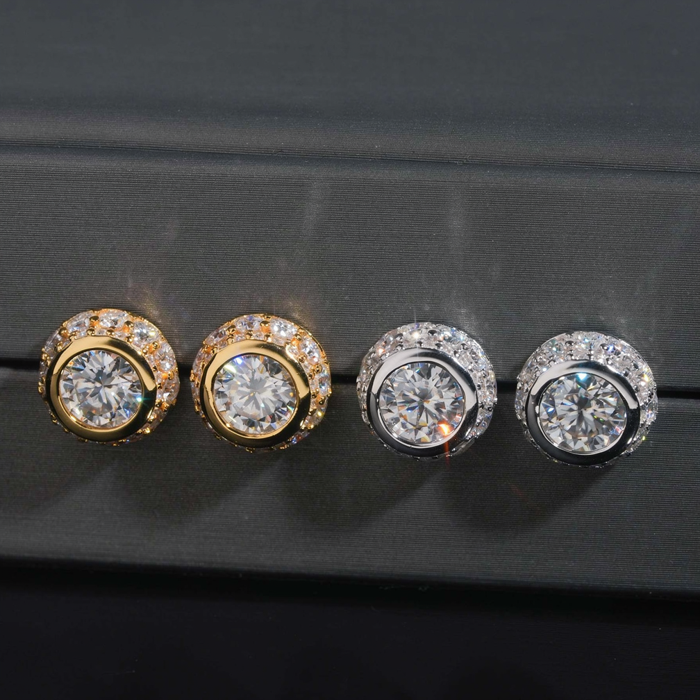6.5mm Center Stone Bezel Setting Moissanite Earrings
