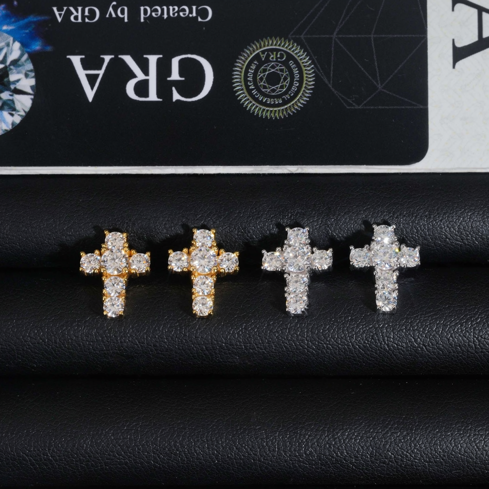 Zuanfa Religious Hip Hop Moissanite Cross Earrings