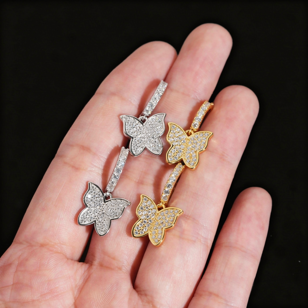 Fashion Butterfly Moissanite Hoop Earrings