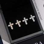 Hip Hop Style Moissanite Cross Earrings