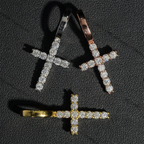 High Quality 2.5MM Moissanite Cross Pendant 18k Gold