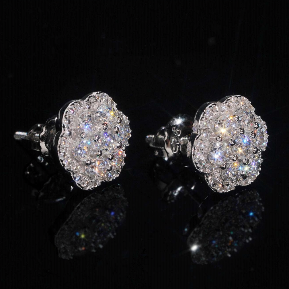 Zuanfa Moissanite Cluster Flower Earrings