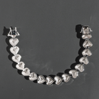 Heart Shape 13mm 925 Sterling Silver Iced Out Moissanite Cuban Link Bracelet