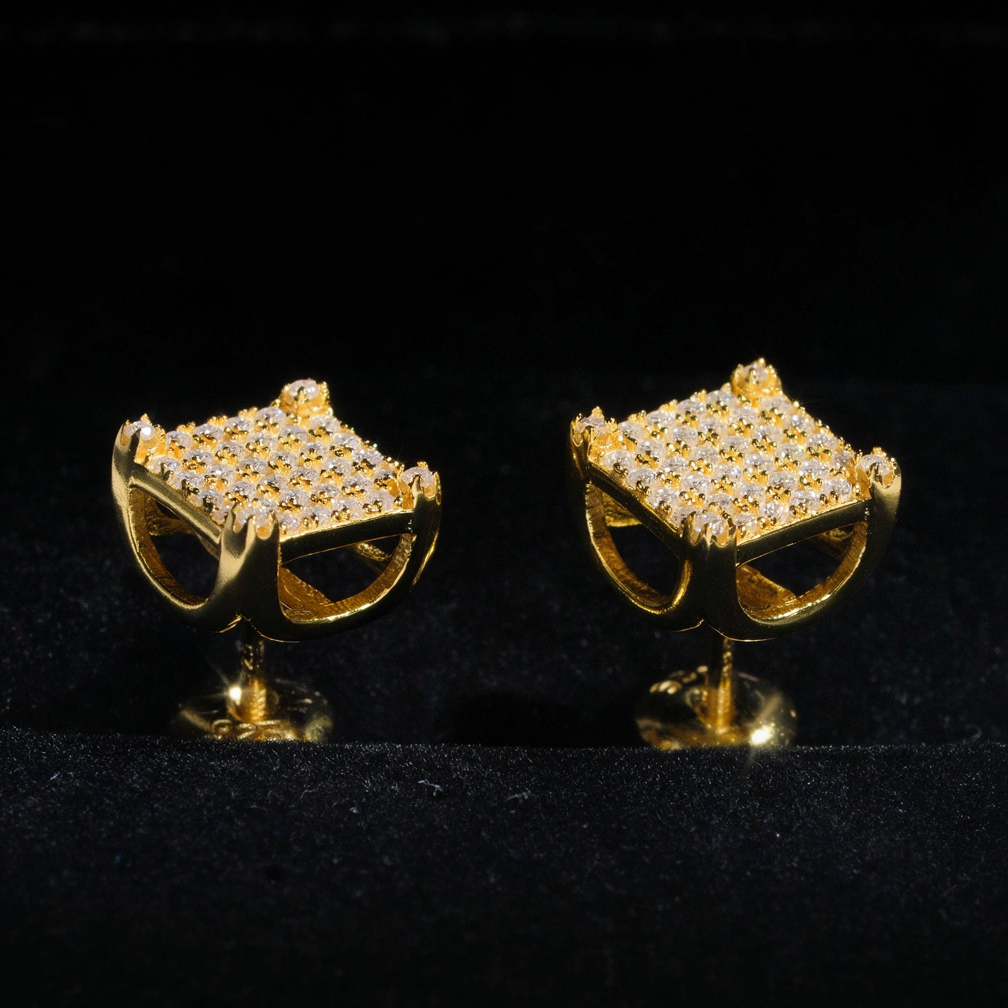 Hip Hop Square Moissanite Stud Earrings