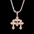Hip Hop Three Cross Baguette Moissanite Pendant