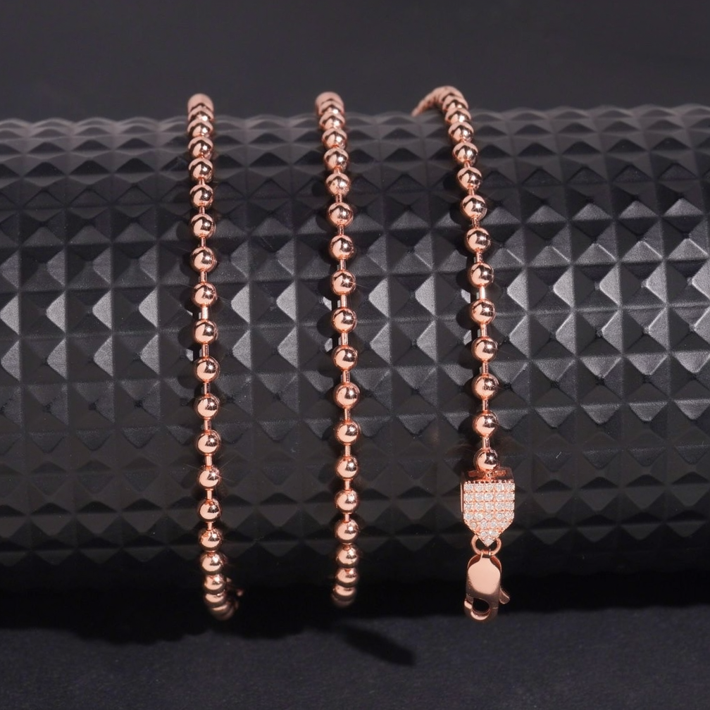 Moissanite Lock 3mm Bead Chain Necklace