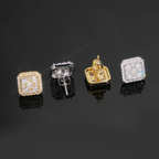 Iced Out Square Moissanite Earrings