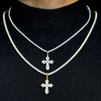 Fancy Shape Cross Moissanite Pendant 18k Gold