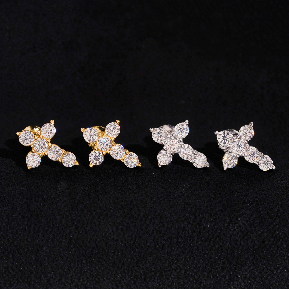Hip Hop Style Moissanite Cross Earrings