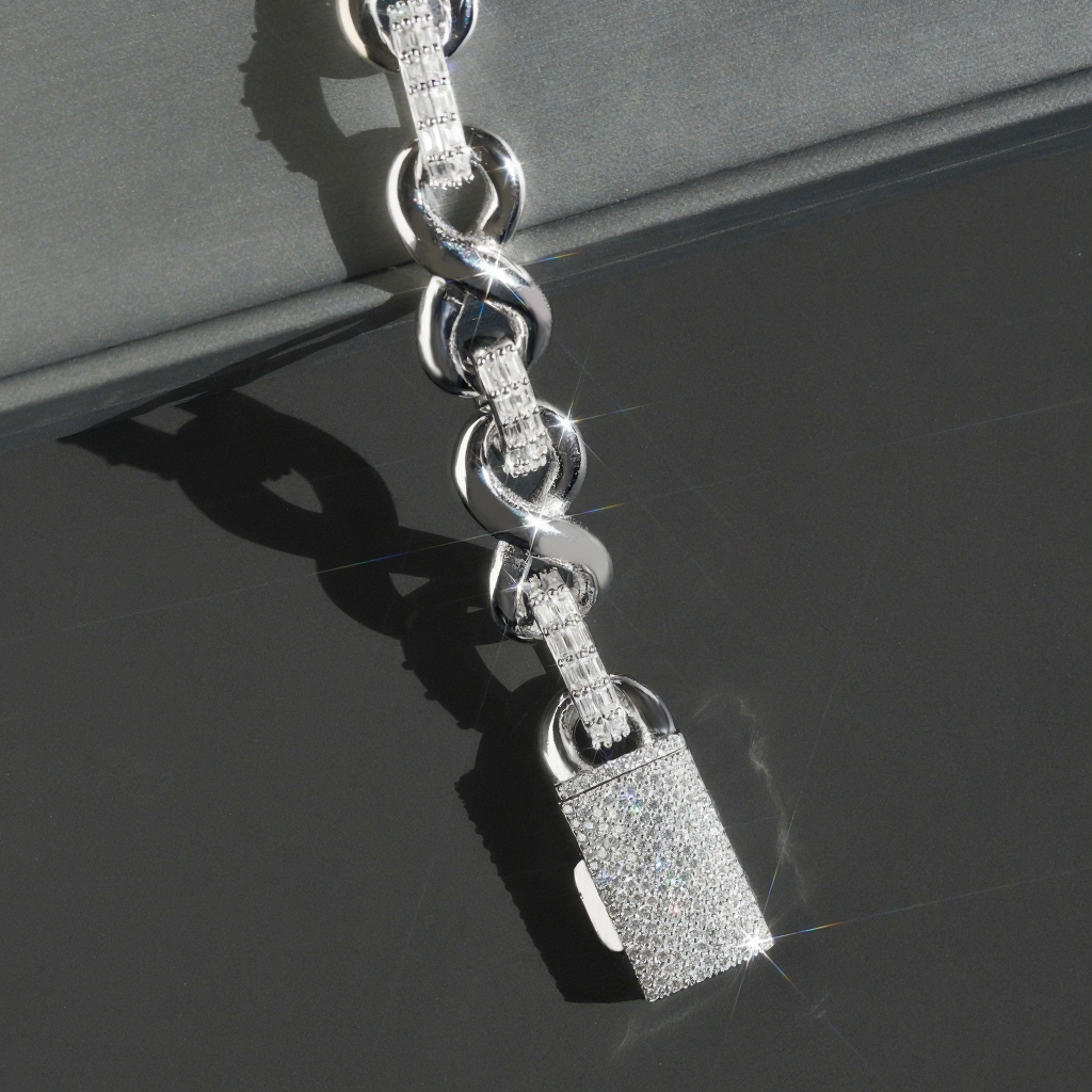 15MM Eternity Moissanite Cuban Link Bracelet