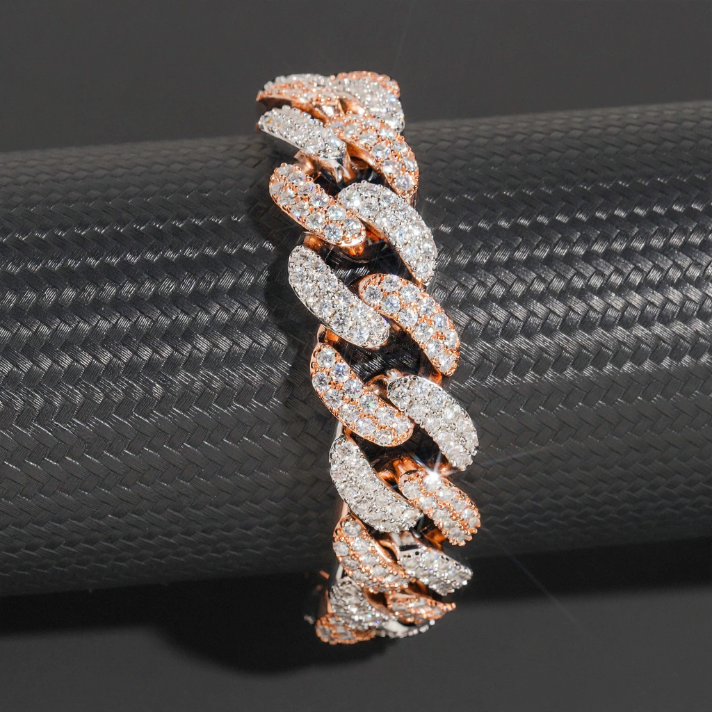 Two Tone 18MM Two Row Cuban Link Bracelet