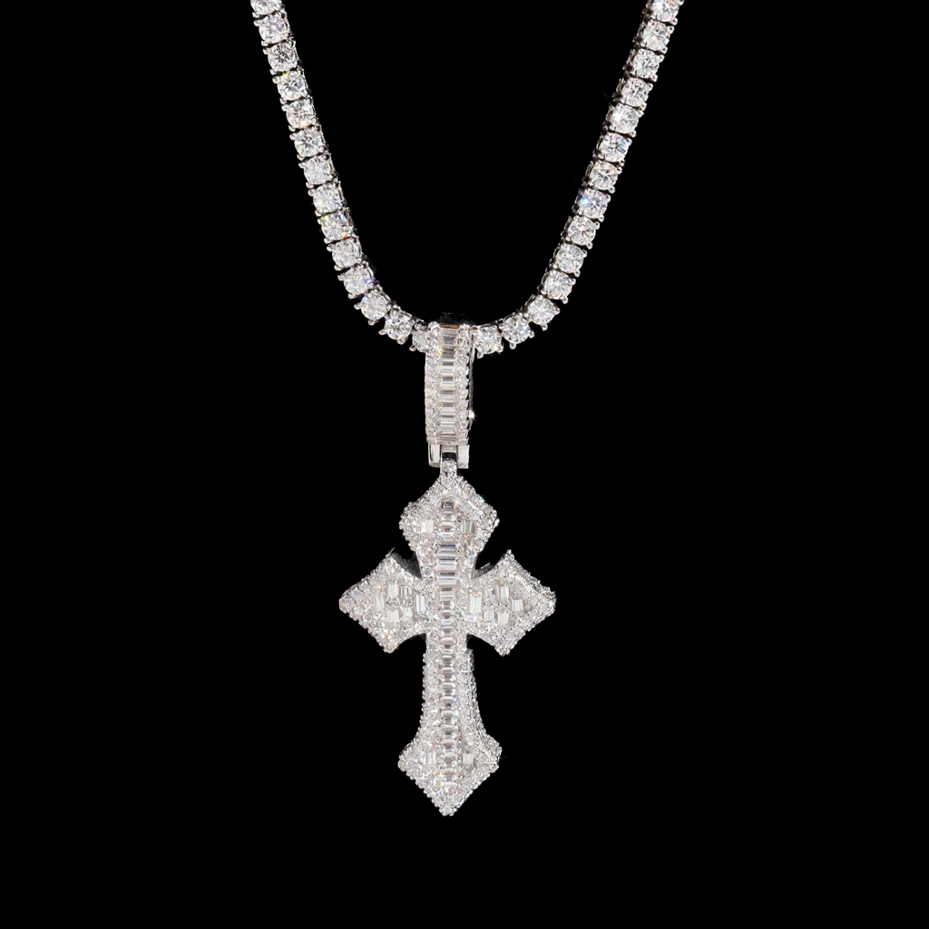 Hot Sale Baguette Moissanite Cross Pendant
