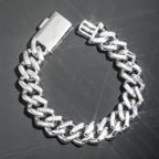 15mm width brass zircon miami cuban bracelet cuban chain