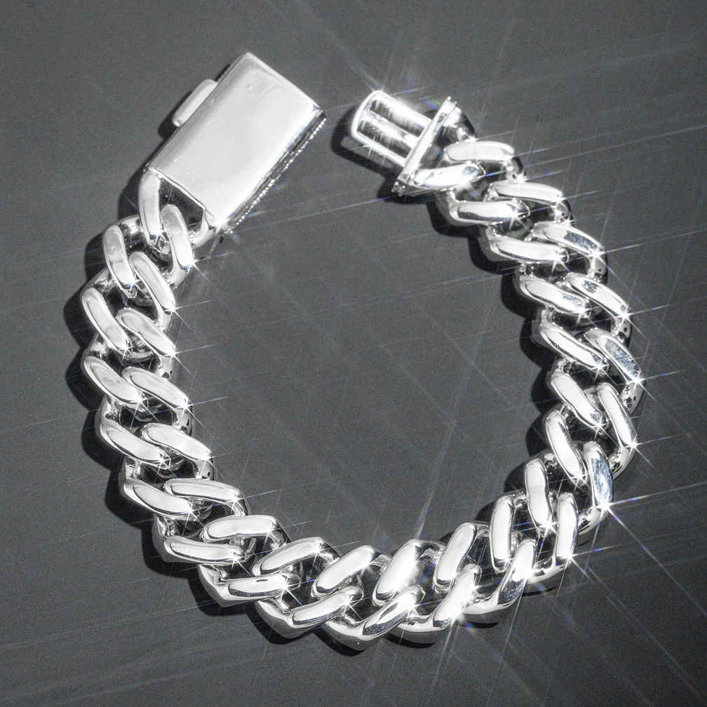15mm width brass zircon miami cuban bracelet cuban chain