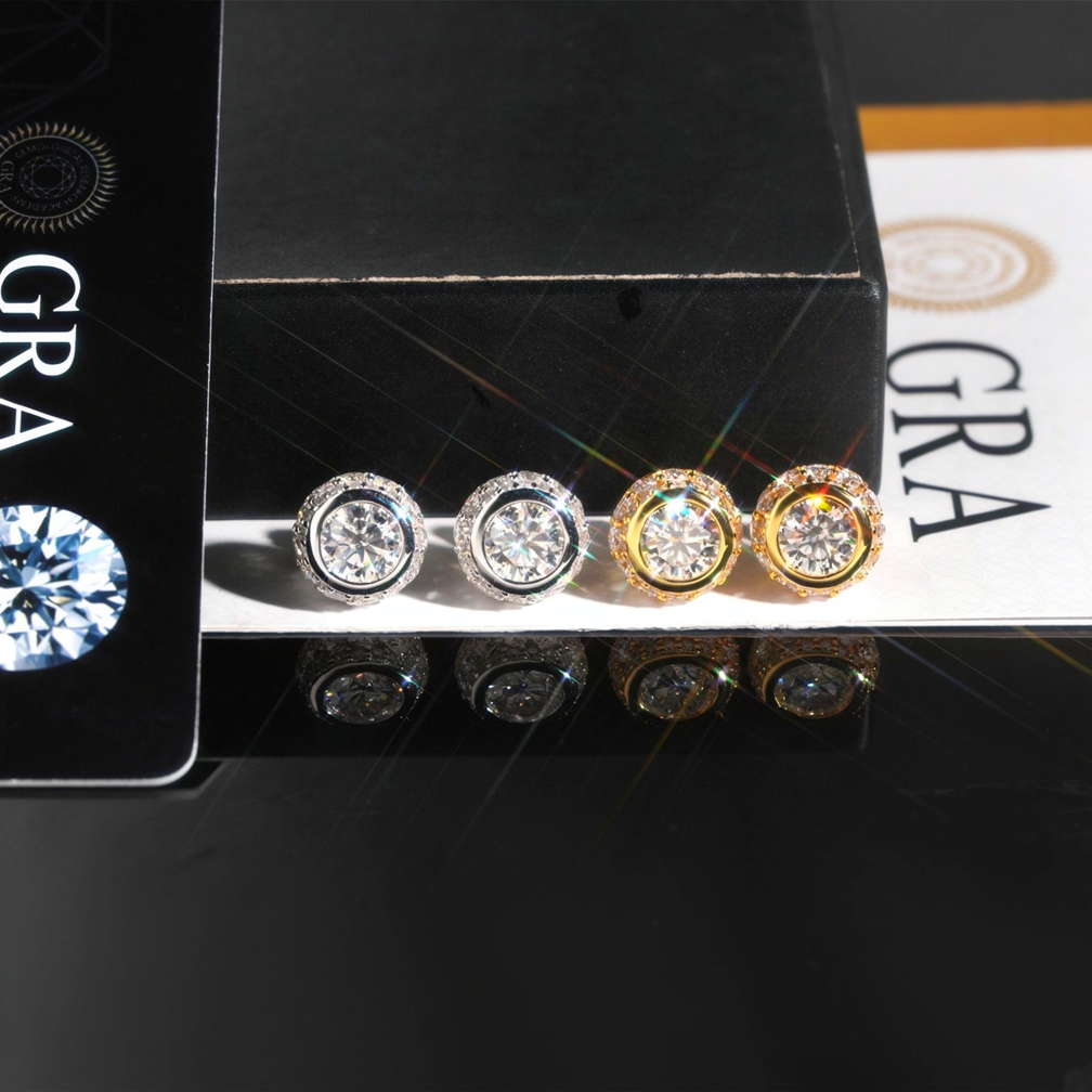 6.5mm Center Stone Bezel Setting Moissanite Earrings