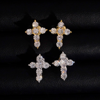 Hip Hop Style Moissanite Cross Earrings