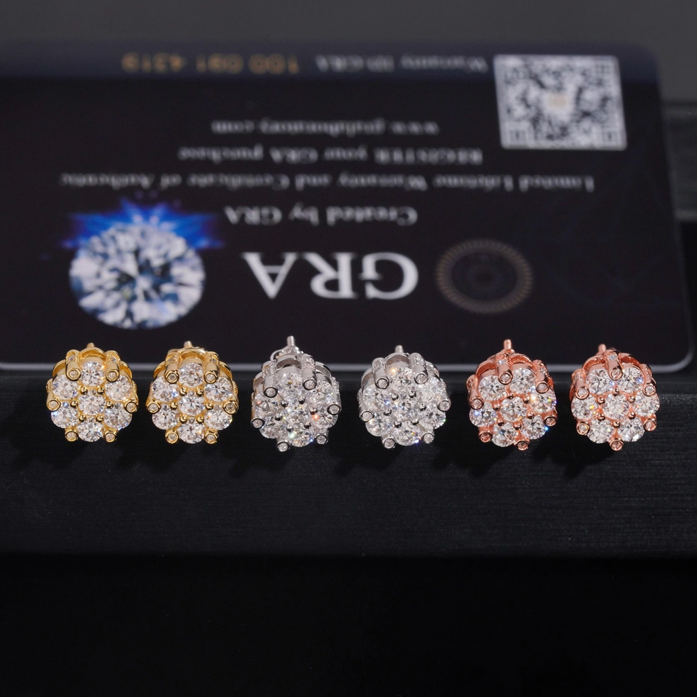 Zaunfa Luxury Flower Shape Moissanite Earrings